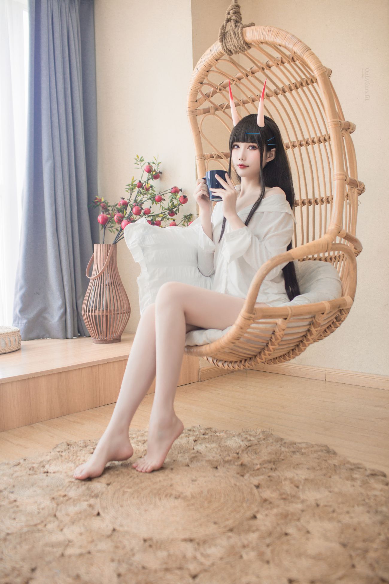 微博美少女花兮honoka性感写真能代宁静的六叠间 (2)