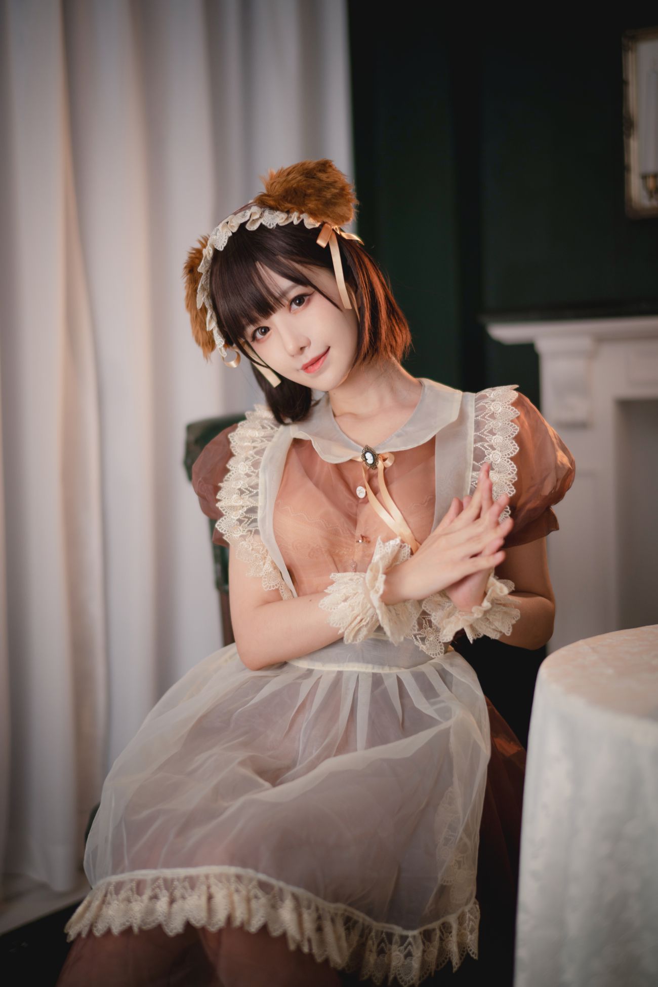 微博美少女Shika小鹿鹿Cosplay性感写真透明女仆 (4)