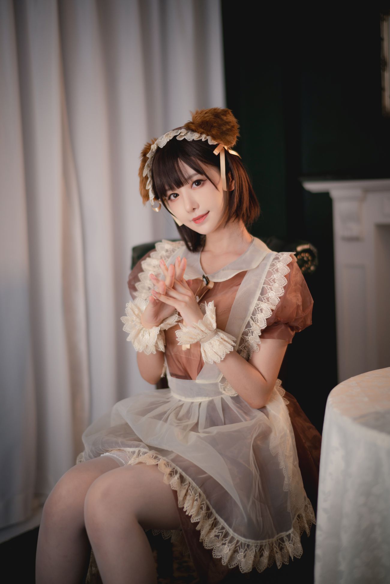 微博美少女Shika小鹿鹿Cosplay性感写真透明女仆 (6)