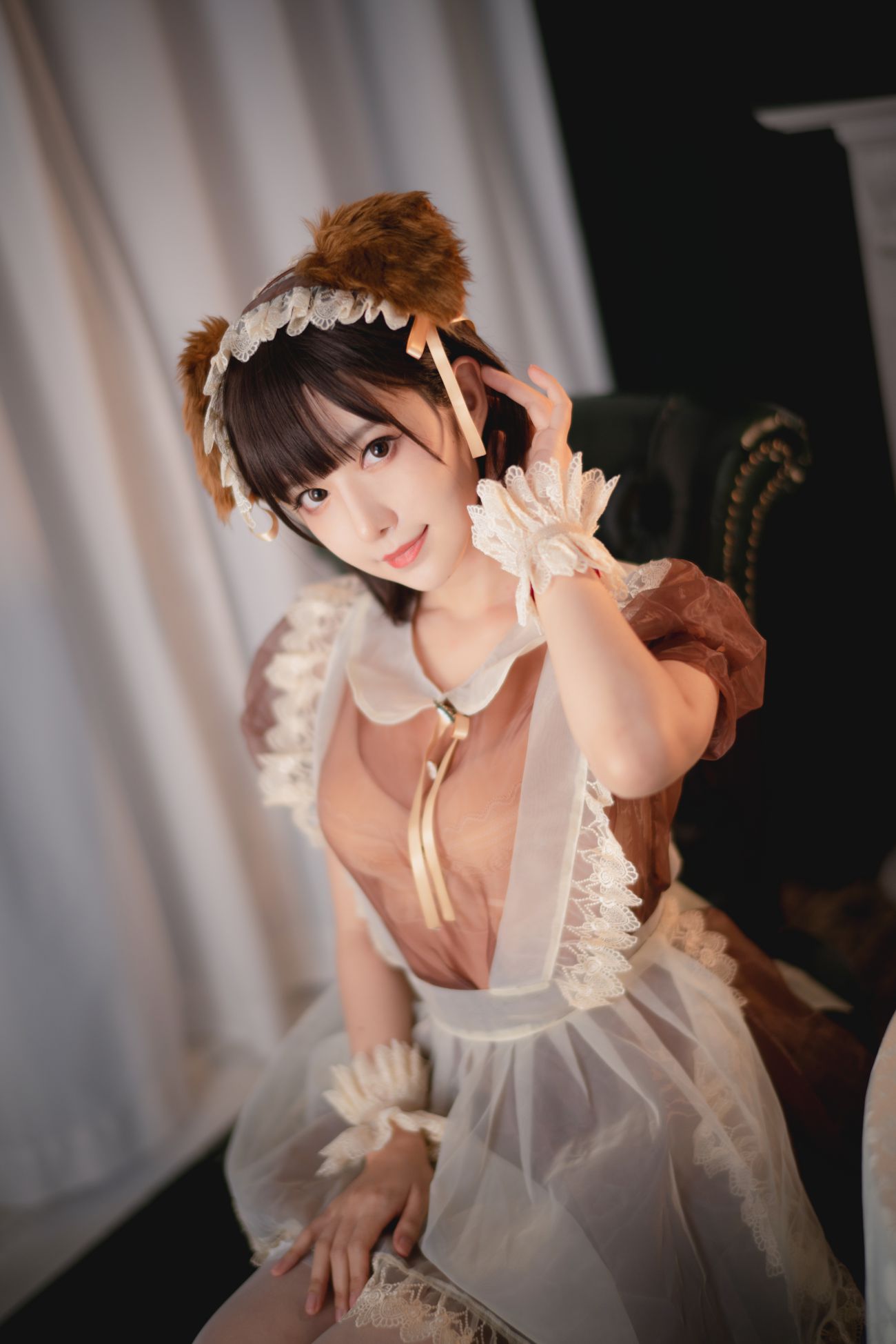 微博美少女Shika小鹿鹿Cosplay性感写真透明女仆 (8)