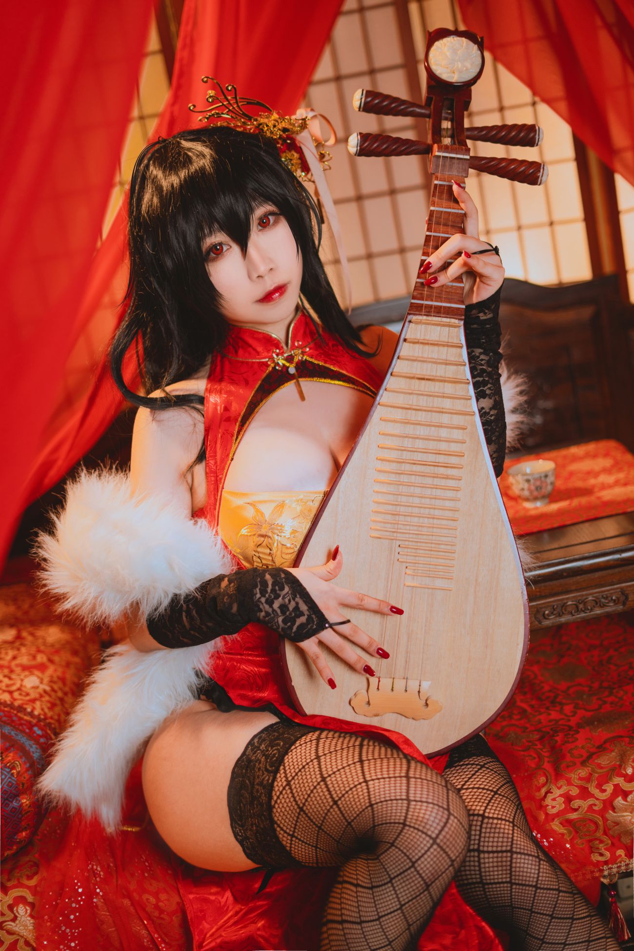 微博美少女贞子蜜桃Cosplay性感写真凤旗袍 (2)