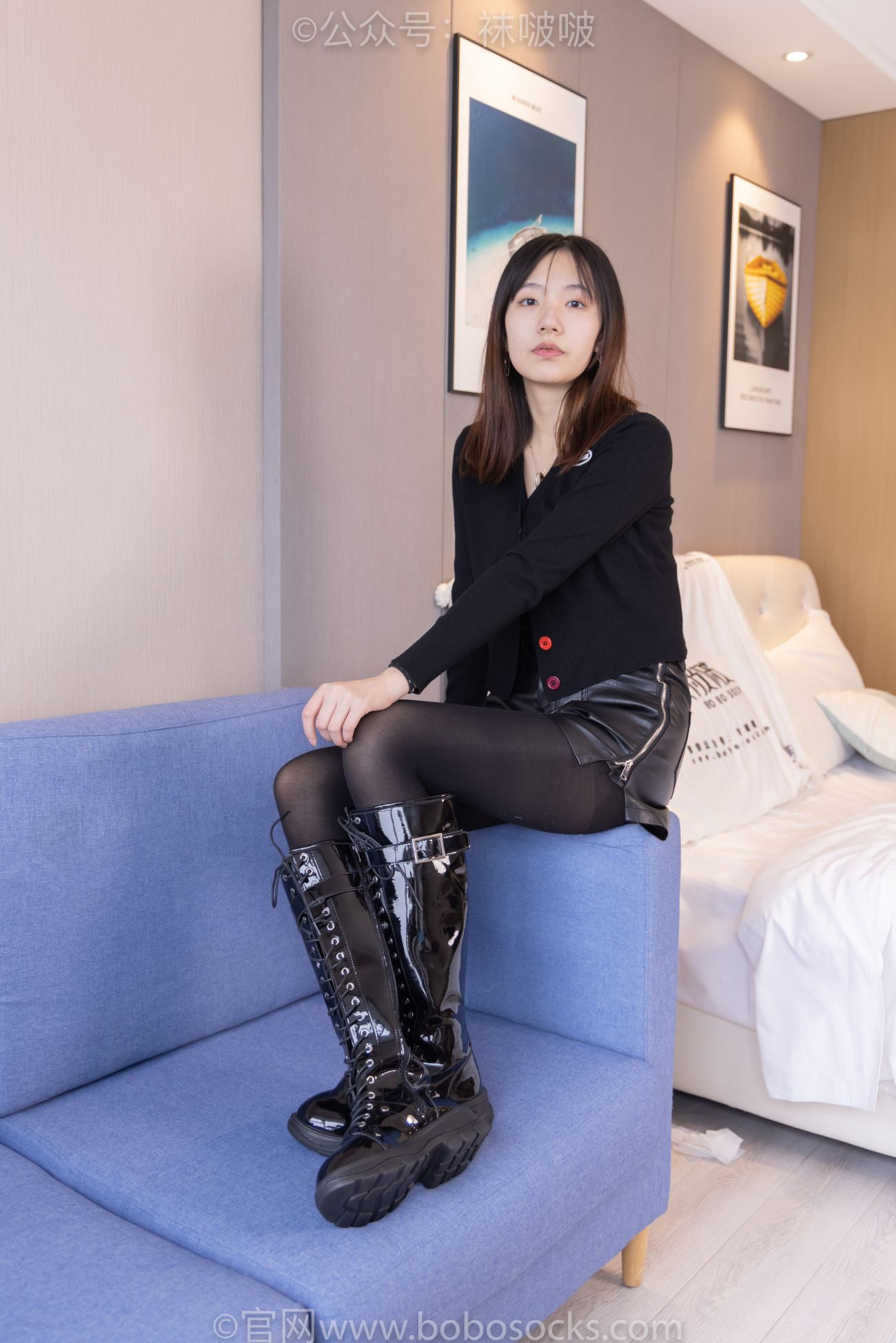 BoBoSocks袜啵啵美少女丝袜美脚写真第No.072期小甜豆两双长靴厚黑丝厚肉丝 (6)