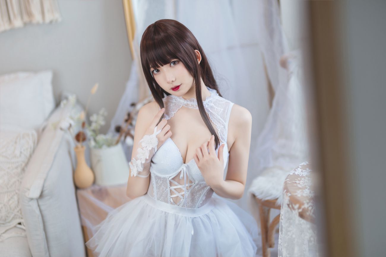 微博美少女封疆疆性感Cosplay写真白色纱裙 (10)