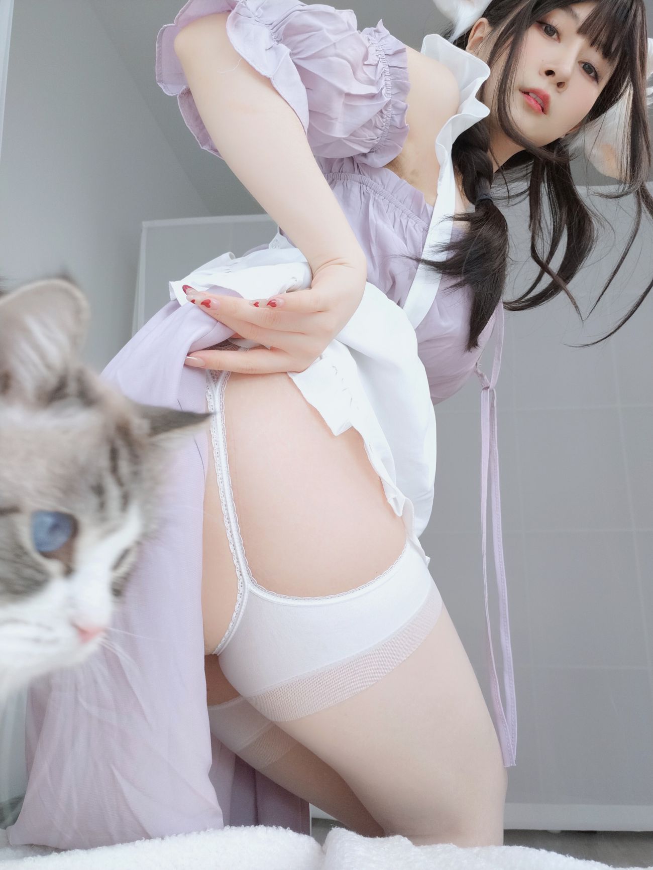 微博美少女白银81性感Cosplay写真白丝兔耳女仆 (11)